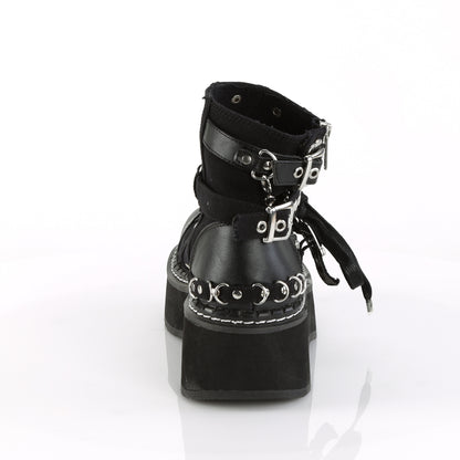 DemoniaCult Bottes de cheville des femmes EMILY-317 Cuir Vegan Blk en toile