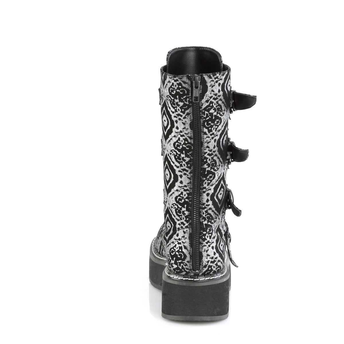 DemoniaCult  Boots EMILY-322 Blk-Silver Faux Nubuck Leather