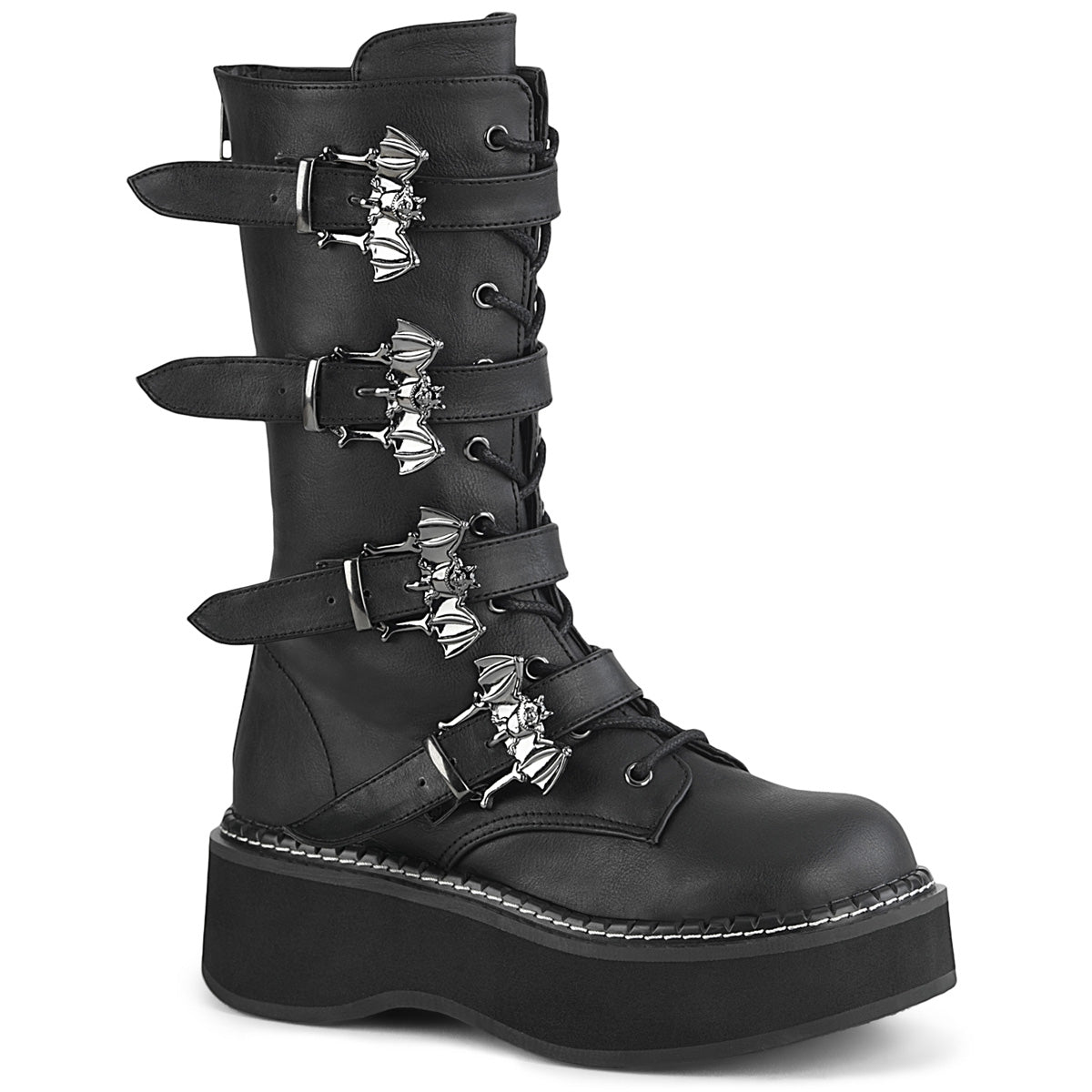 DemoniaCult Bottes de femmes EMILY-322 Cuir végétalien BLK