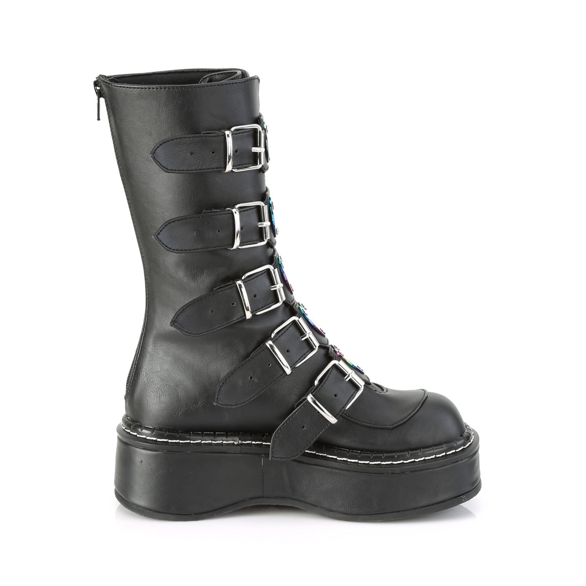DemoniaCult Bottes de femmes EMILY-330 Cuir végétalien BLK