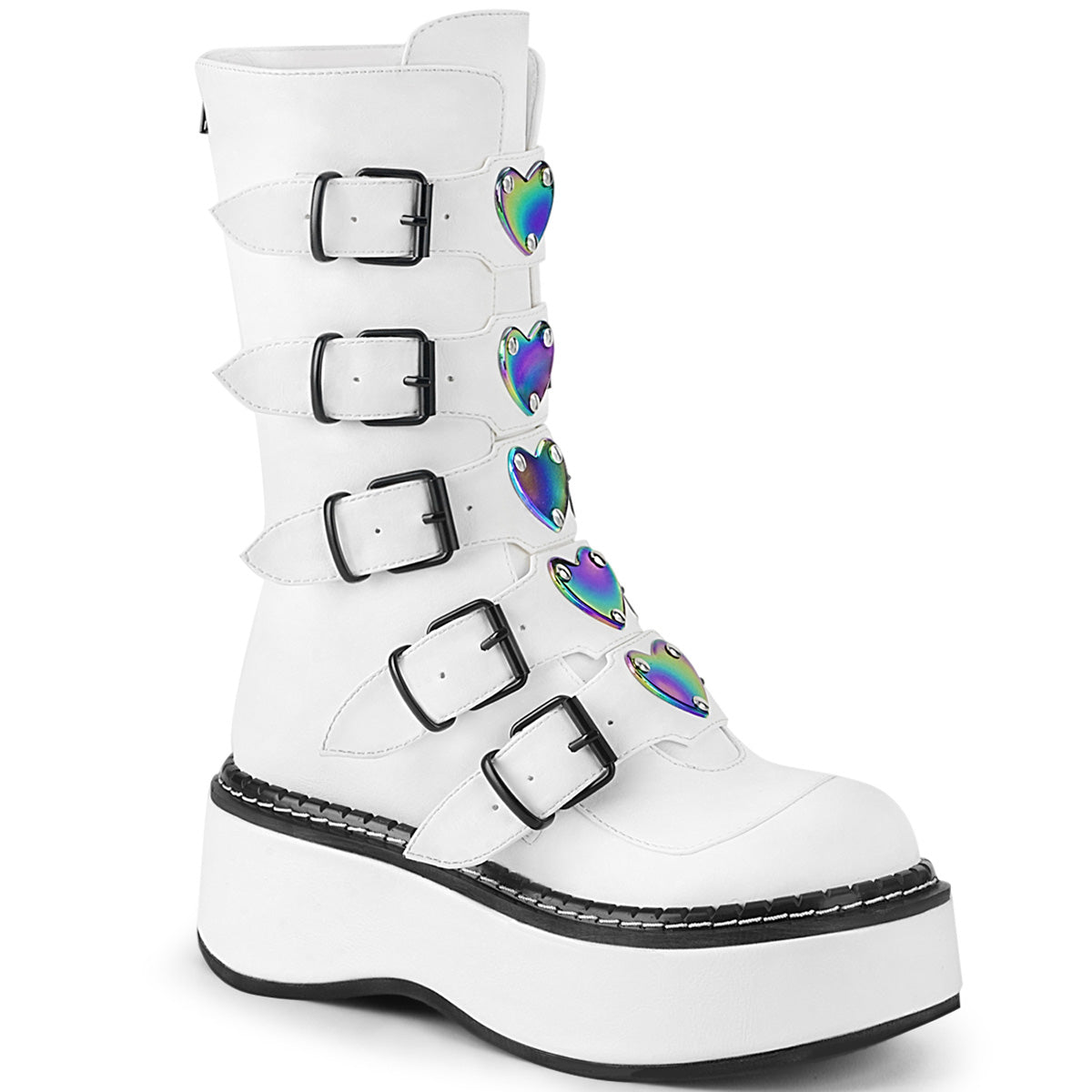 DemoniaCult Bottes de femmes EMILY-330 Wht Vegan Leather