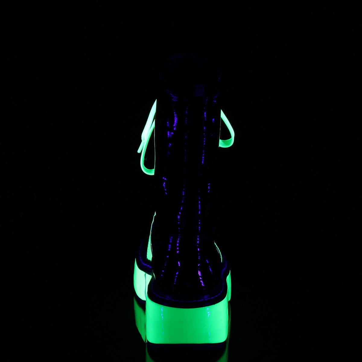DemoniaCult Bottes de femmes EMILY-350 BLK Pat-UV NEON GREEN