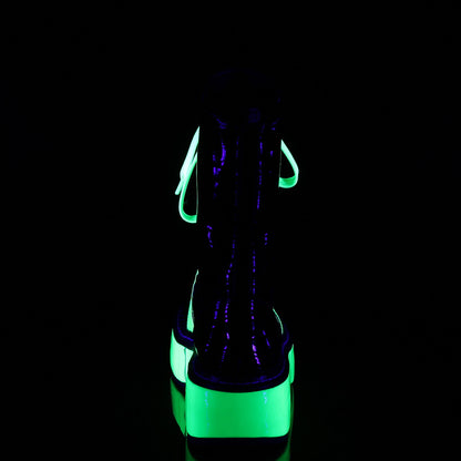 DemoniaCult Bottes de femmes EMILY-350 BLK Pat-UV NEON GREEN