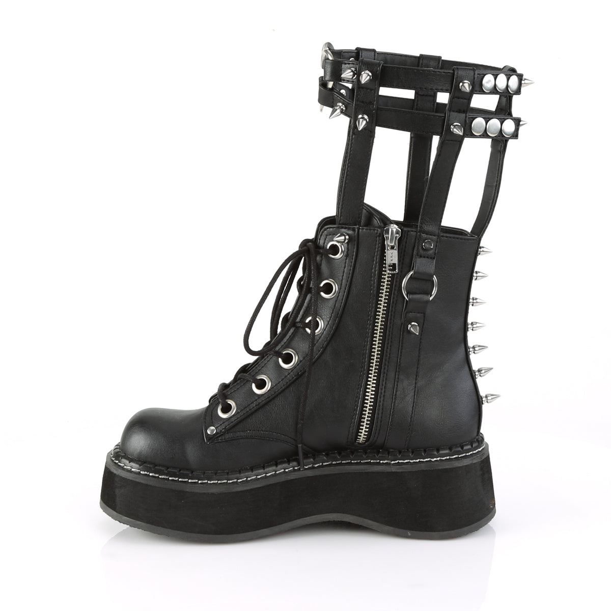 DemoniaCult Bottes de femmes EMILY-357 Cuir végétalien BLK