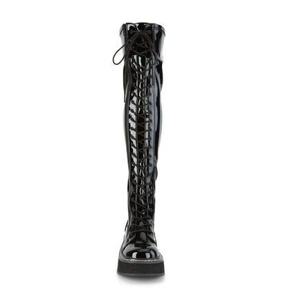 DemoniaCult Womens Boots EMILY-375 Blk Pat