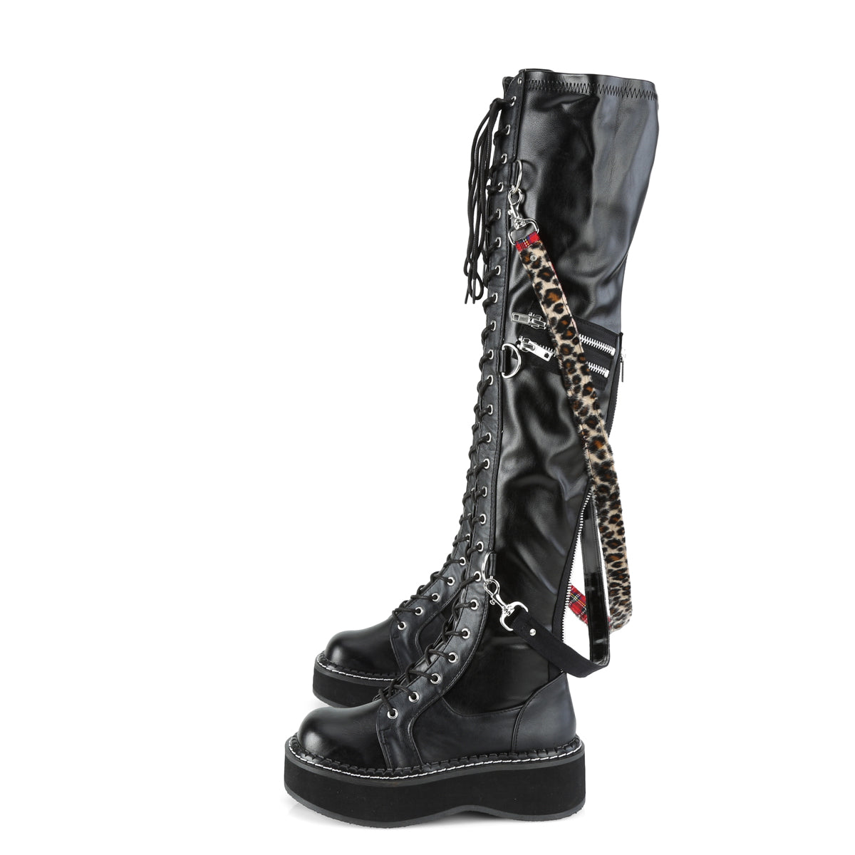 DemoniaCult Bottes de femmes EMILY-377 Cuir végétalien Blk Str