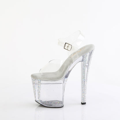 Pleaser Women's Platform Shoes ENCHANT-708AQUA-04 Clr/Clr-Slv Multi Glitter