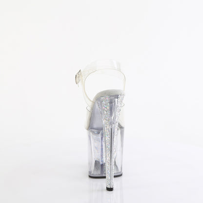 Pleaser Women's Platform Shoes ENCHANT-708AQUA-04 Clr/Clr-Slv Multi Glitter