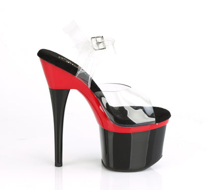 Pleaser Womens Sandals ESTEEM-708 Clr/Red-Blk