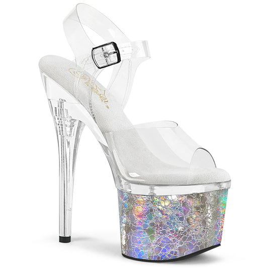 Pleaser  Des sandales ESTEEM-708ck CLR / CLR-SLV Holo Crackle