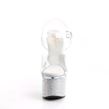 Pleaser Womens Sandals ESTEEM-708DM Clr/Clr-Slv AB RS