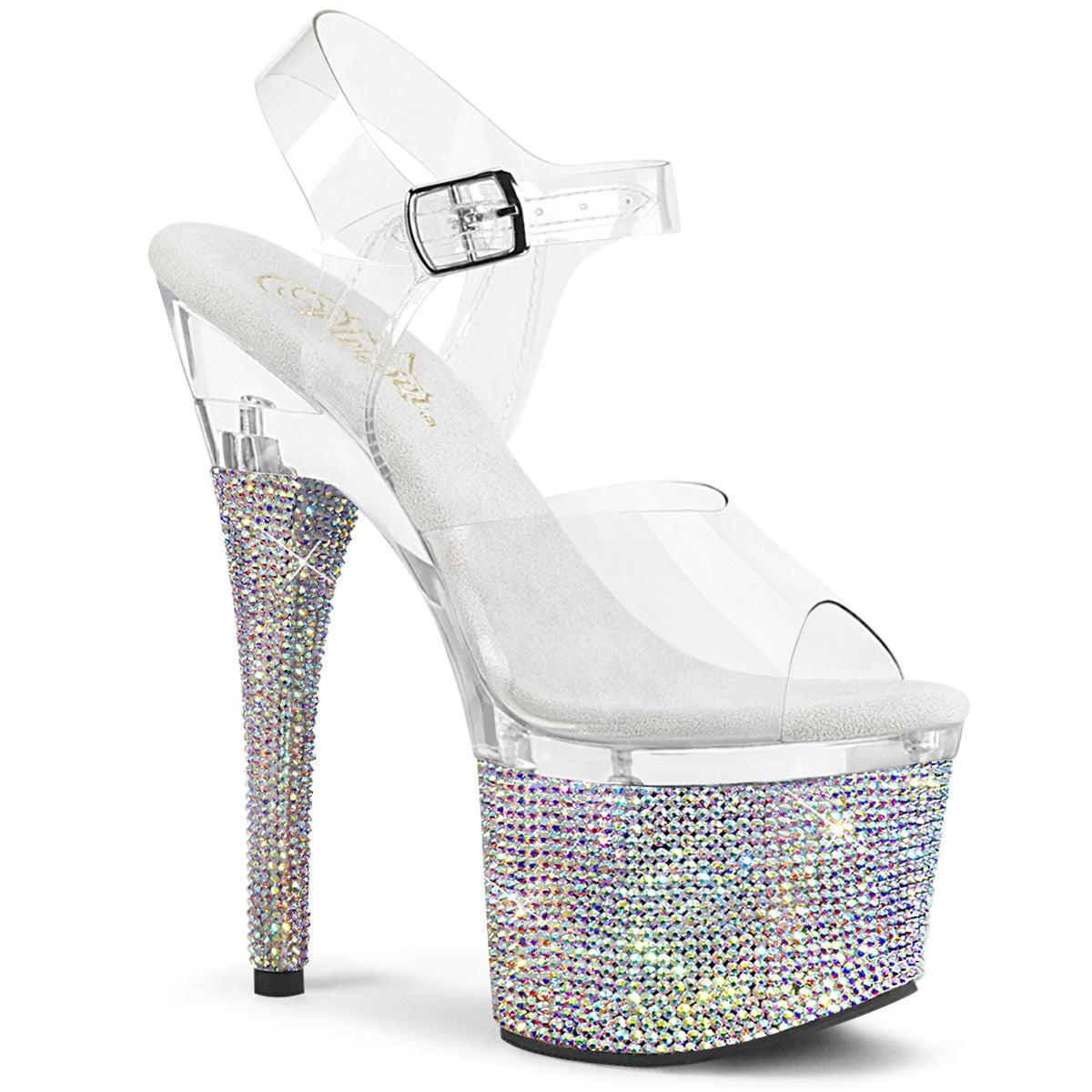 Pleaser Womens Sandals ESTEEM-708DM Clr/Clr-Slv AB RS