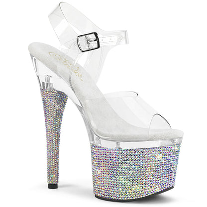 Pleaser Womens Sandals ESTEEM-708DM Clr/Clr-Slv AB RS