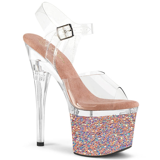 Pleaser  Des sandales ESTEEM-708LG CLR / CLR-ROSE GOLD GLITTER
