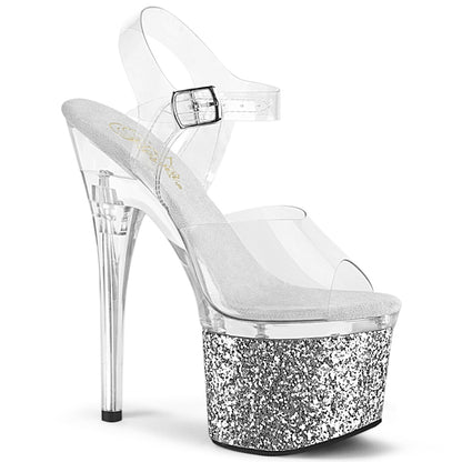 Pleaser  Des sandales ESTEEM-708LG CLR / CLR-SLV paillettes
