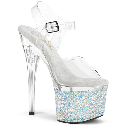 Pleaser  Des sandales ESTEEM-708LG CLR / CLR-WHT Multitter