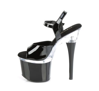 Pleaser Sandales pour femmes ESTEEM-709 blk pat / clr-blk