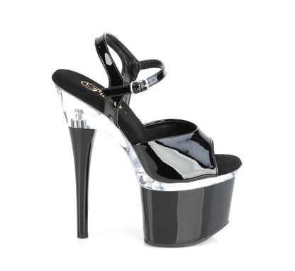 Pleaser Sandales pour femmes ESTEEM-709 blk pat / clr-blk