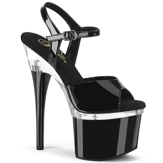 Pleaser Sandales pour femmes ESTEEM-709 blk pat / clr-blk