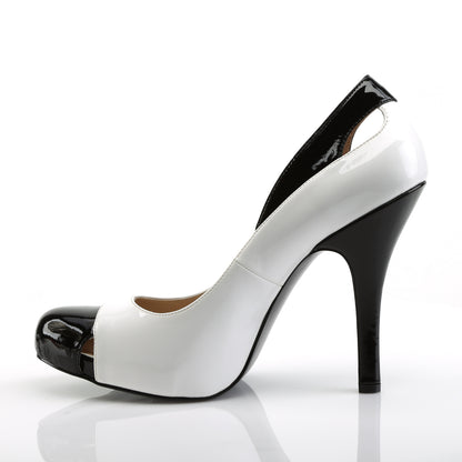 Pleaser Pink Label Womens Pumps EVE-07 Wht-Blk Pat