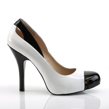 Pleaser Pink Label Womens Pumps EVE-07 Wht-Blk Pat
