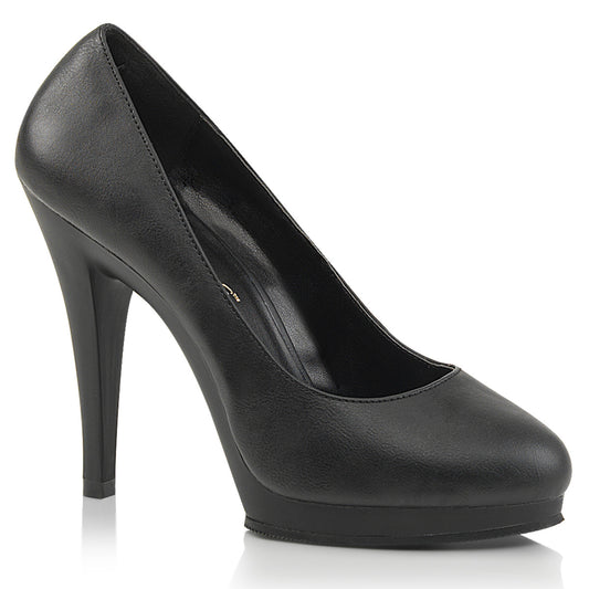 Pleaser Pink Label Womens Pumps FLAIR-480 Blk Pu/Blk Matte