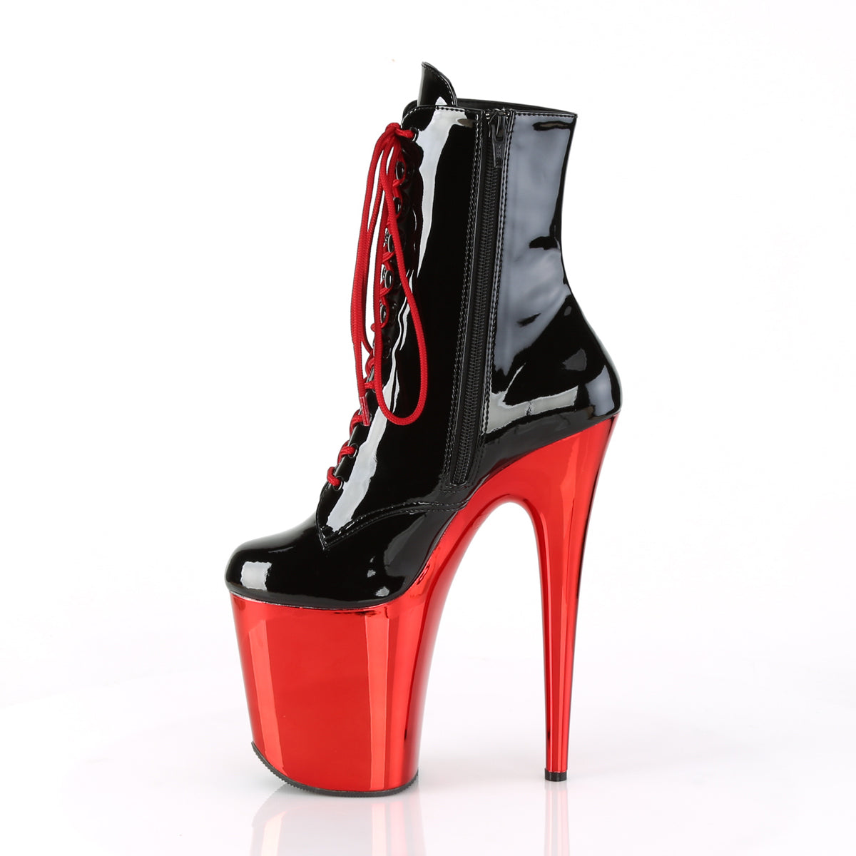 Pleaser Bottines pour femmes FLAMINGO-1020 blk pat / rouge chrome