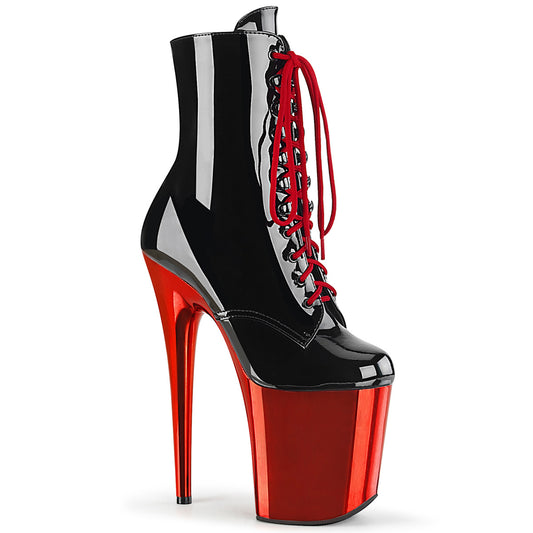 Pleaser Bottines pour femmes FLAMINGO-1020 blk pat / rouge chrome