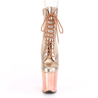 Pleaser Bottines pour femmes FLAMINGO-1020 chrome or rose texturé métallisé / rose