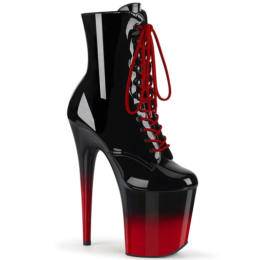Pleaser Bottines pour femmes FLAMINGO-1020BR-H BLK PAT / BLK-RED