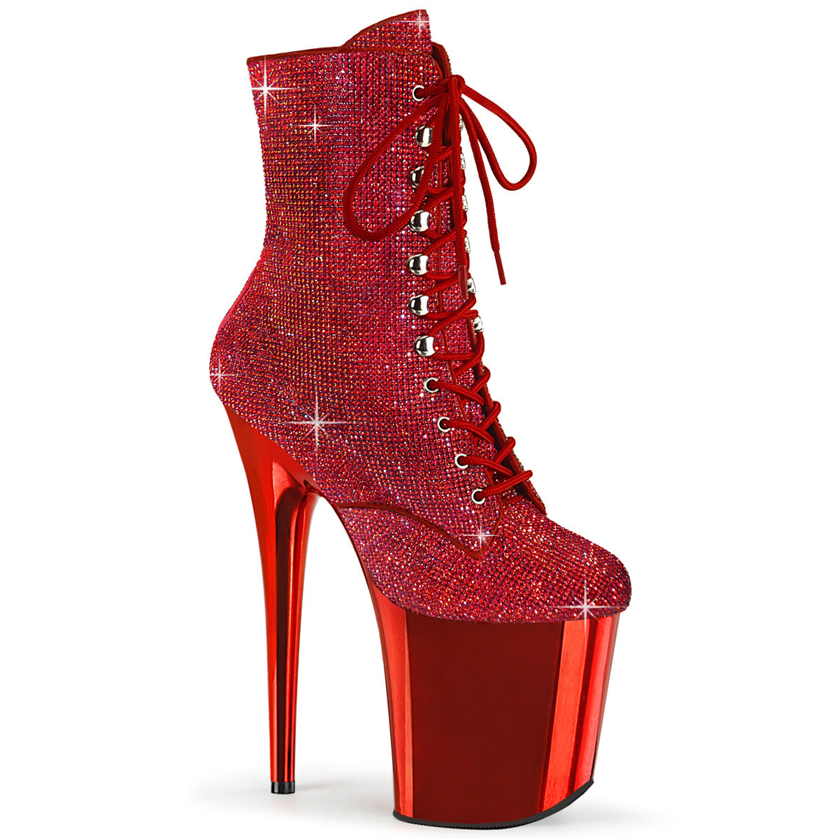 Pleaser  Ankle Boots FLAMINGO-1020CHRS Red RS/Red Chrome