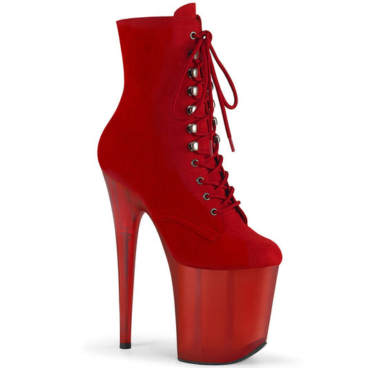 Pleaser Bottines pour femmes FLAMINGO-1020fst rouge en faux daim / rouge givré
