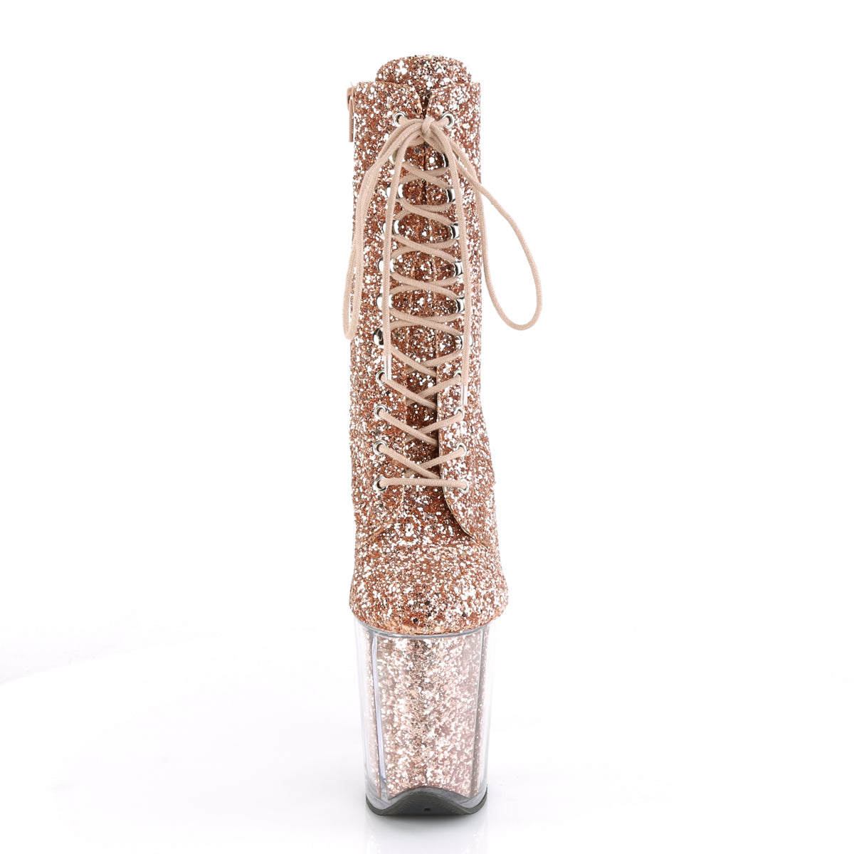 Pleaser Womens Ankle Boots FLAMINGO-1020G Rose Gold Glitter/Rose Gold Glitter