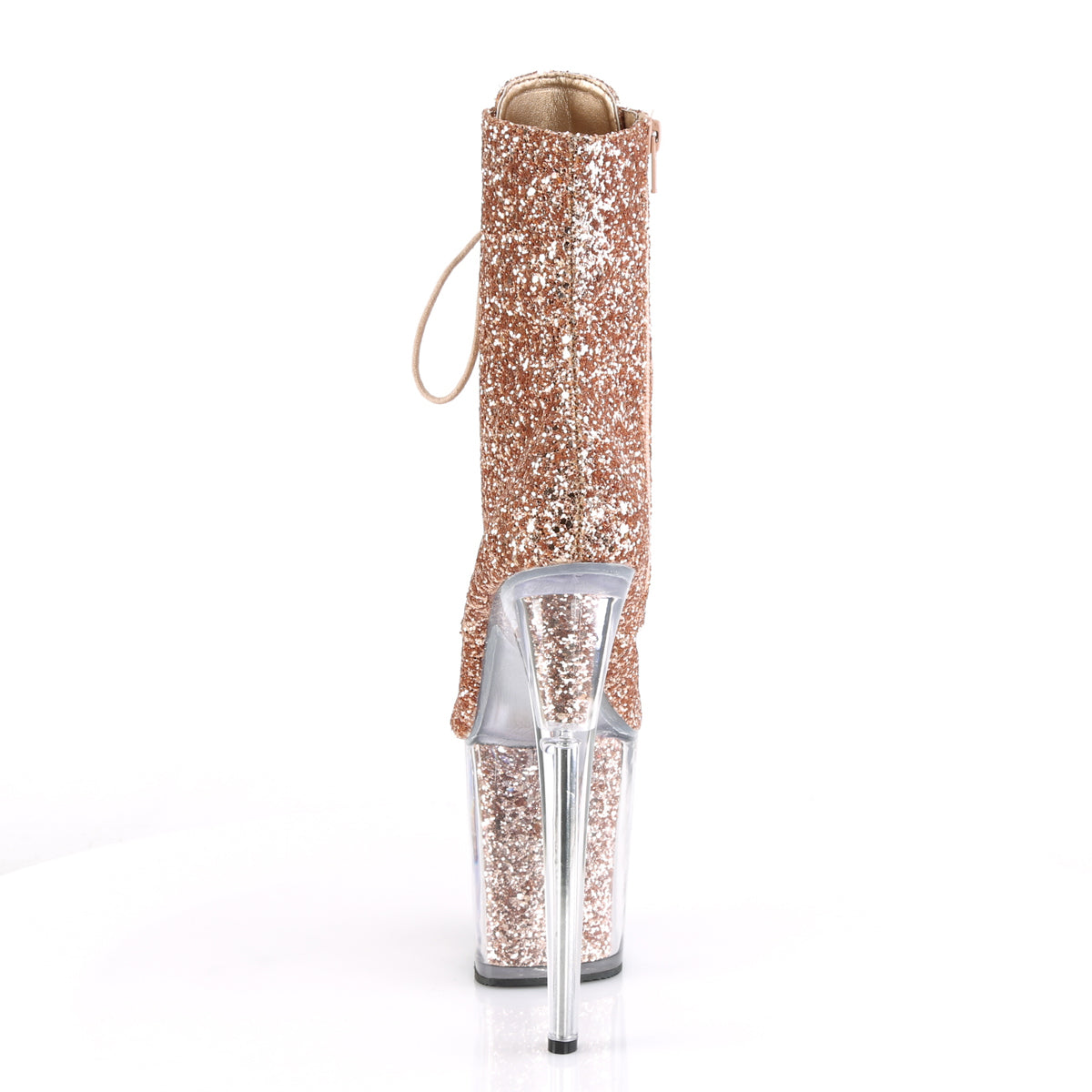 Pleaser Womens Ankle Boots FLAMINGO-1020G Rose Gold Glitter/Rose Gold Glitter