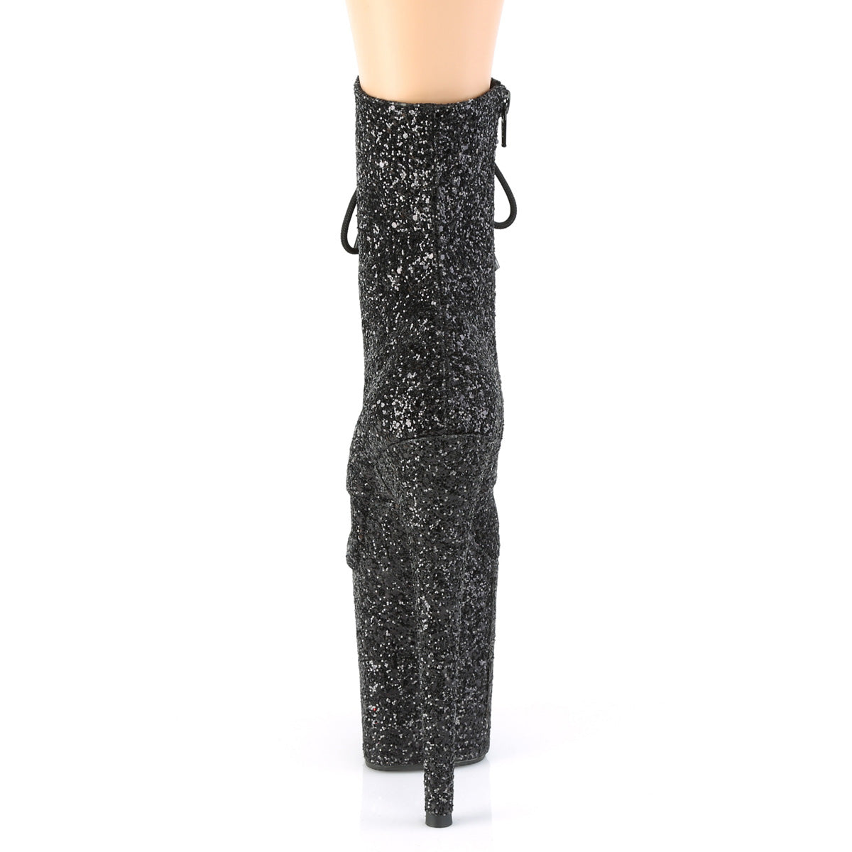 Pleaser Womens Ankle Boots FLAMINGO-1020GWR Blk Glitter/Blk Glitter