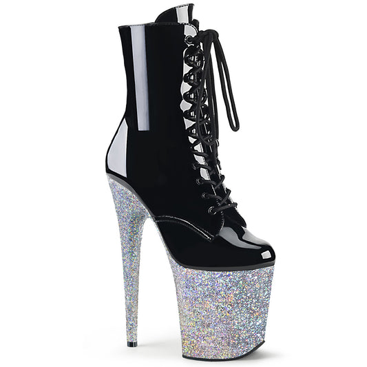 Pleaser Bottines pour femmes FLAMINGO-1020LG BLK / SLV Multi Glitter