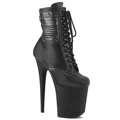 Pleaser Womens  FLAMINGO-1020PK Blk Quilted Faux Leather/Blk Matte