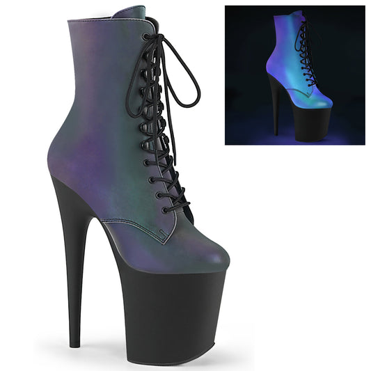 Pleaser Bottines pour femmes FLAMINGO-1020refl Green Multi réfléchissant / blk mat