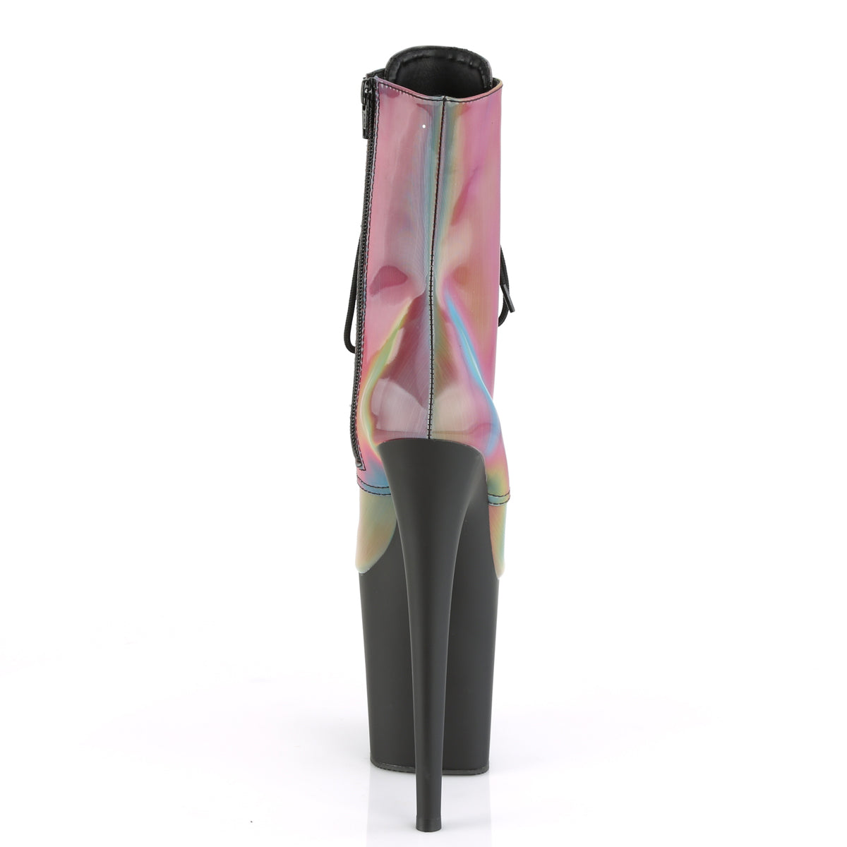 Pleaser Womens Ankle Boots FLAMINGO-1020REFL Rainbow Reflective/Blk Matte