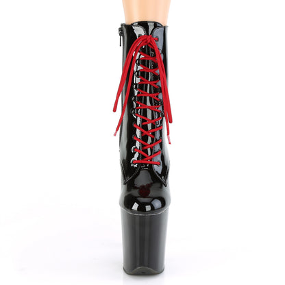 Pleaser Womens Ankle Boots FLAMINGO-1020RH Blk Pat/Blk-Red