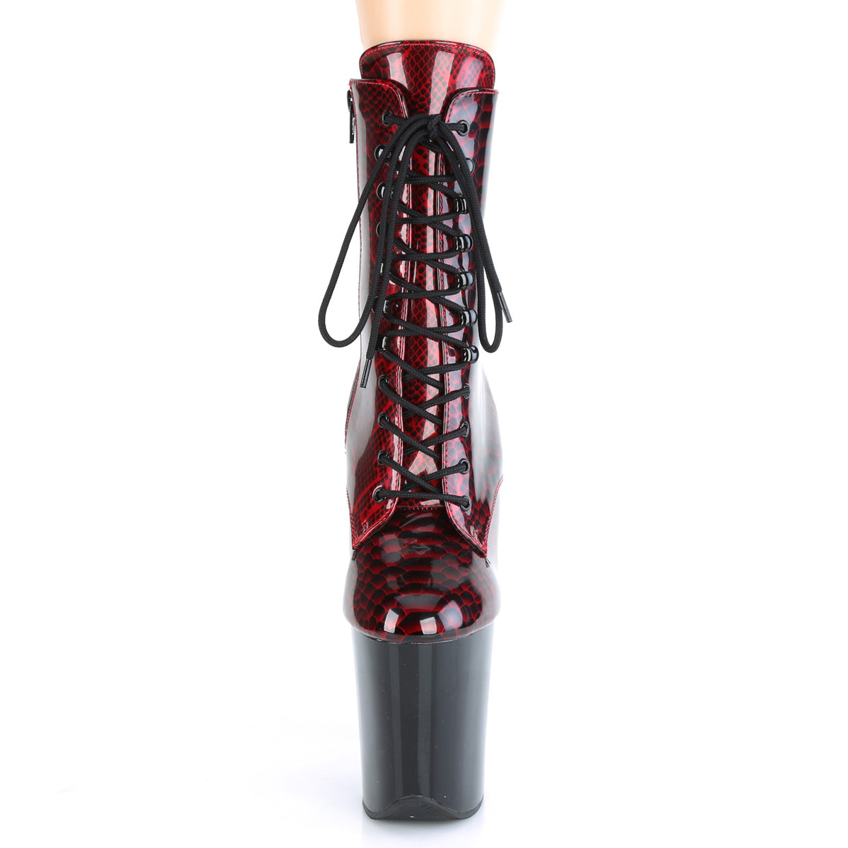 Pleaser Bottines pour femmes FLAMINGO-1020SP print d'impression de serpent rouge / blk