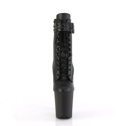 Pleaser  Bottines FLAMINGO-1020 STR BLK FAUX CUIR / NOIRE MATTE