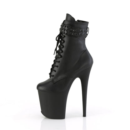 Pleaser  Bottines FLAMINGO-1020 STR BLK FAUX CUIR / NOIRE MATTE