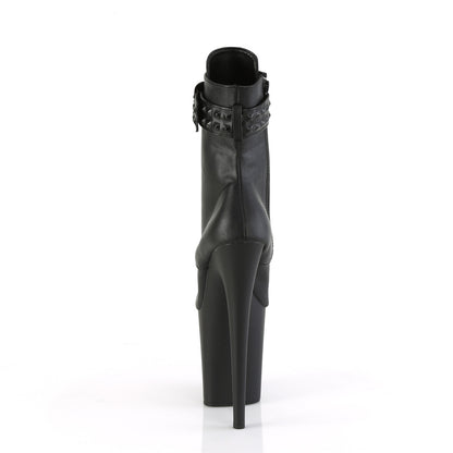Pleaser  Bottines FLAMINGO-1020 STR BLK FAUX CUIR / NOIRE MATTE
