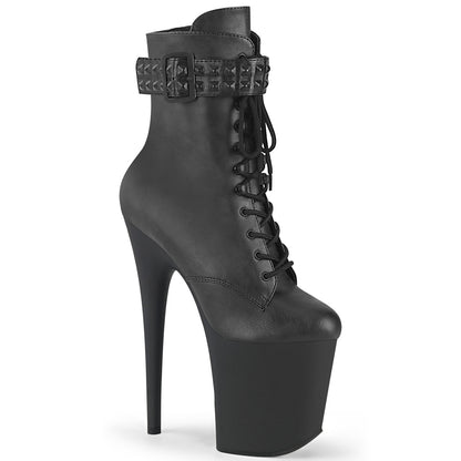 Pleaser  Bottines FLAMINGO-1020 STR BLK FAUX CUIR / NOIRE MATTE
