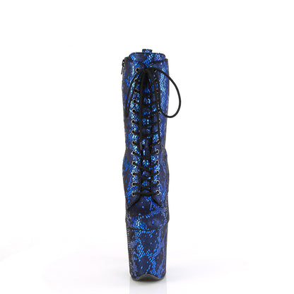 Pleaser   FLAMINGO-1040spf Tissu d'impression de serpent métallique bleu / m