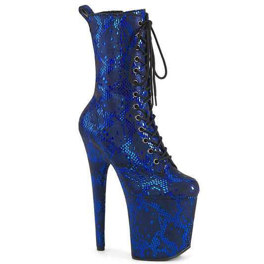Pleaser   FLAMINGO-1040spf Tissu d'impression de serpent métallique bleu / m
