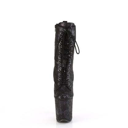 Pleaser   FLAMINGO-1040SPF Blk Oil Slick Metallic Snake Print Fabric/M