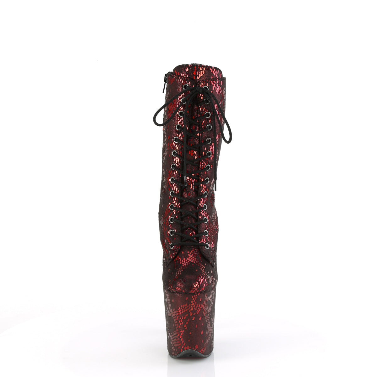 Pleaser   FLAMINGO-1040spf Tissu d'impression de serpent métallique rouge / m