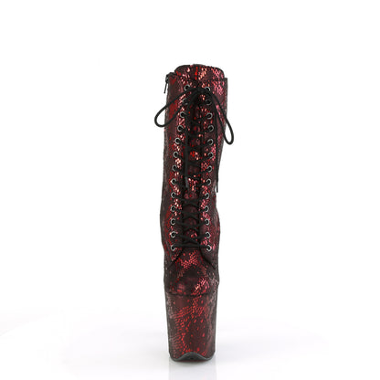 Pleaser   FLAMINGO-1040spf Tissu d'impression de serpent métallique rouge / m